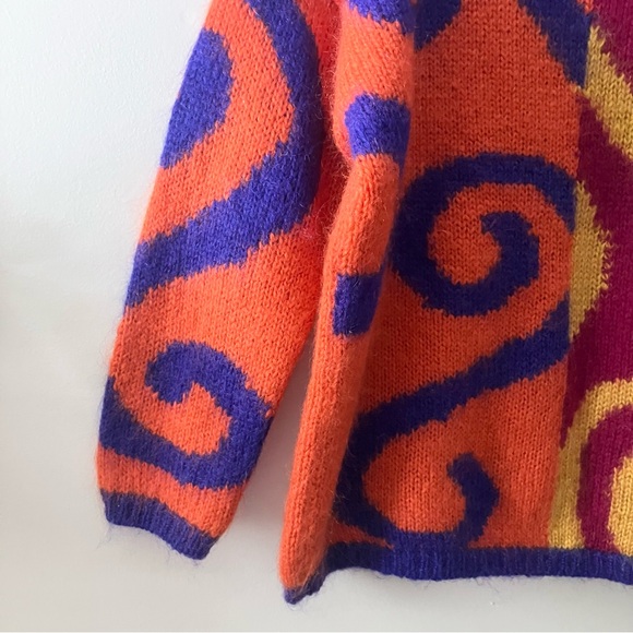 Vintage 90’s The Limited Mohair Wool Blend Knit Sweater M/L Abstract Colorblock - Picture 3 of 6